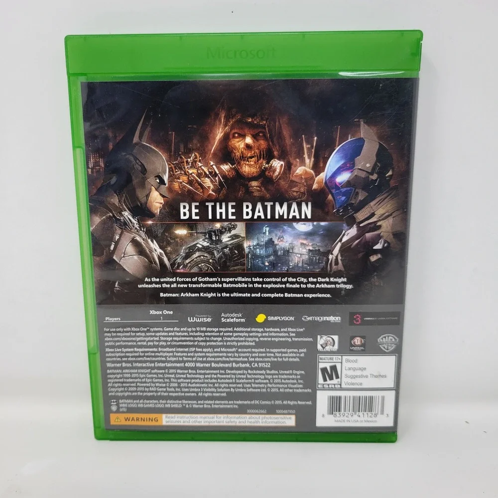 Batman Arkham Knight Xbox‎ One WB Games Rocksteady DC Comics Action Adventure M
